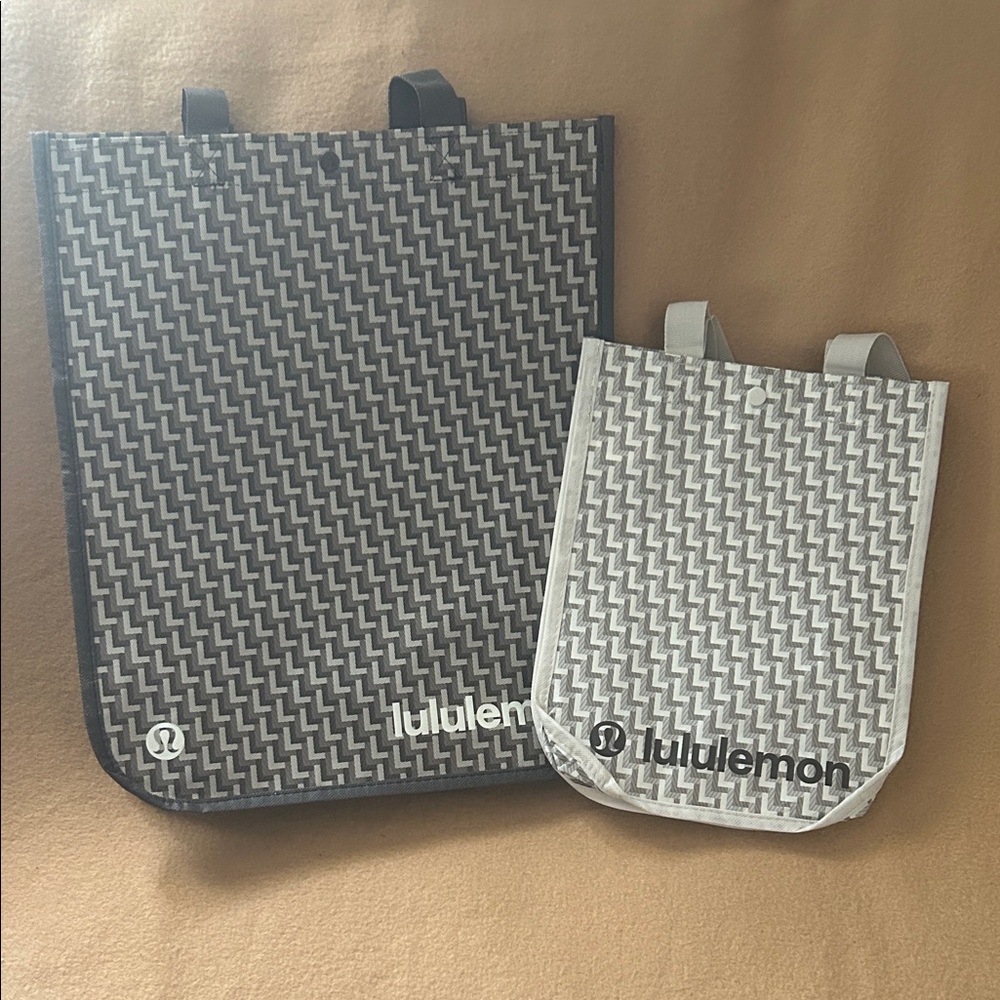 Lululemon Reusable Brown and Tan Patterned Tote Set